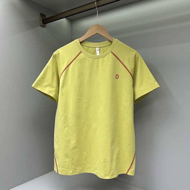 2026 novo estilo verão contraste cor costura camiseta de manga curta masculina é 2 em torno do pescoço magro-ajuste espo