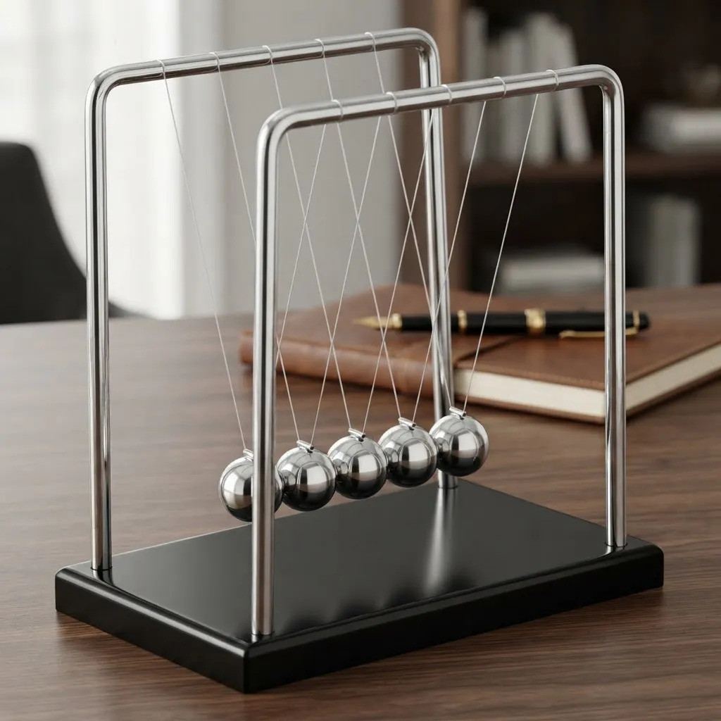 Pêndulo De Newton Luxo Médio Para Escritório Enfeite Lindo