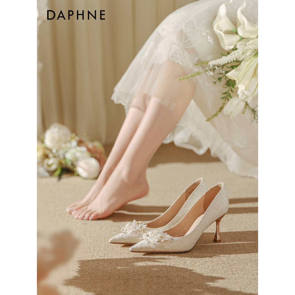 Daphne salto alto feminino salto Stiletto 2026 novo estilo cor champanhe Xiuhe sapatos de casamento sapatos de noiva sap