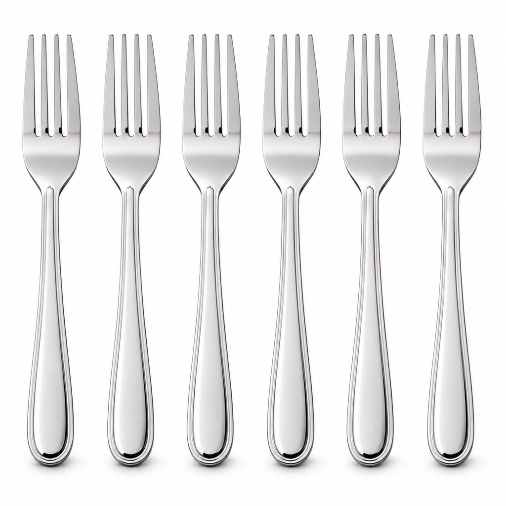 Kit 6 Garfos Mesa Inox Polido Talheres Jantar Almoço Refeição Restaurante Cozinha Prata