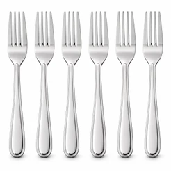 Kit 6 Garfos Mesa Inox Polido Talheres Jantar Almoço Refeição Restaurante Cozinha Prata