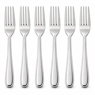 Kit 6 Garfos Mesa Inox Polido Talheres Jantar Almoço Refeição Restaurante Cozinha Prata