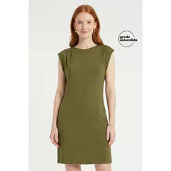 Vestido Feminino Pregas nos Ombros Marialícia Verde