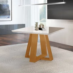 Mesa para Sala de Jantar Tampo com Vidro Grécia Marrom/Castanho Cinamomo Castanho Cinamomo