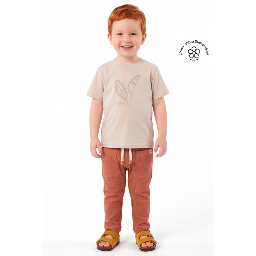 Conjunto Infantil Menino Folhas Puff Colorittá Bege