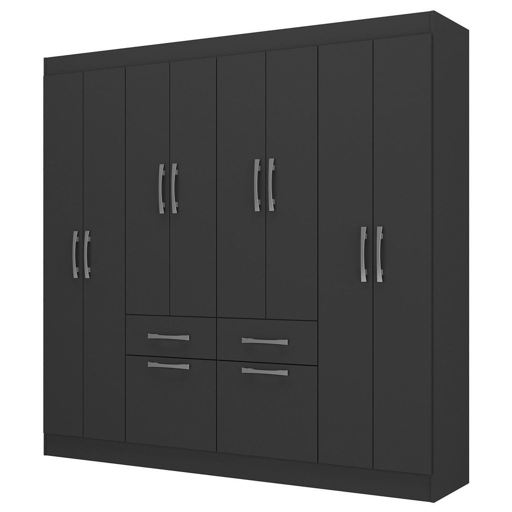 Guarda Roupa Casal 8 Portas 2 Gavetas 2 Basculante Rubi Yescasa Preto Preto · foto 2