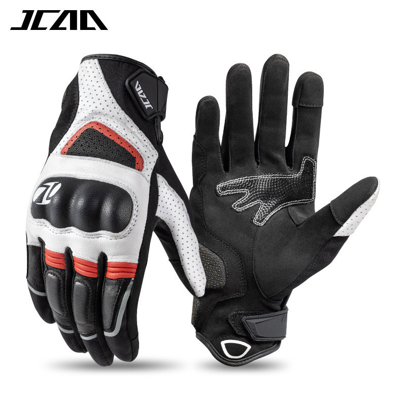 Luvas de motocicleta masculinas de pele de carneiro antiderrapantes, resistentes ao desgaste, absorção de choque, equita