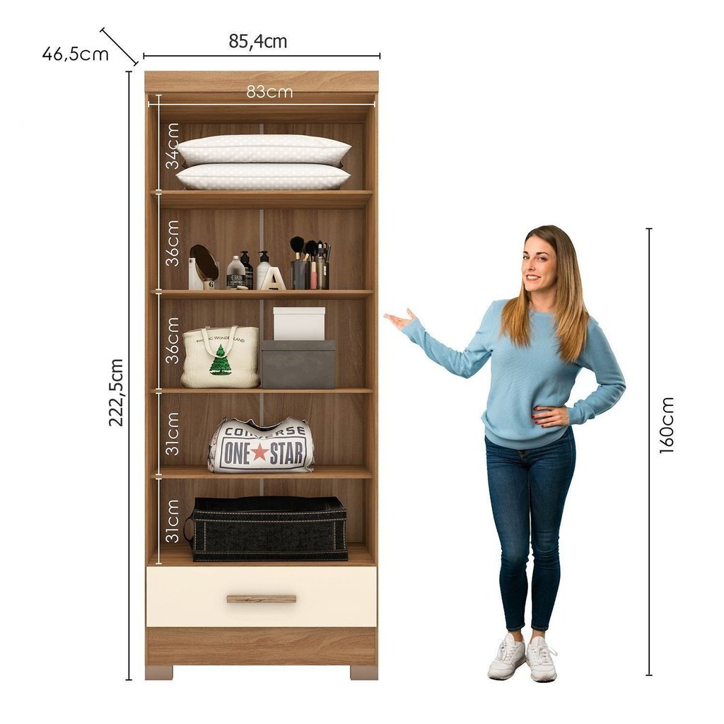Guarda Roupa 100% MDF 2 Portas 1 Gaveta Smart Plus Espresso Móveis Bege/Cinamomo/Offwhite Cinamomo/Off White · foto 2