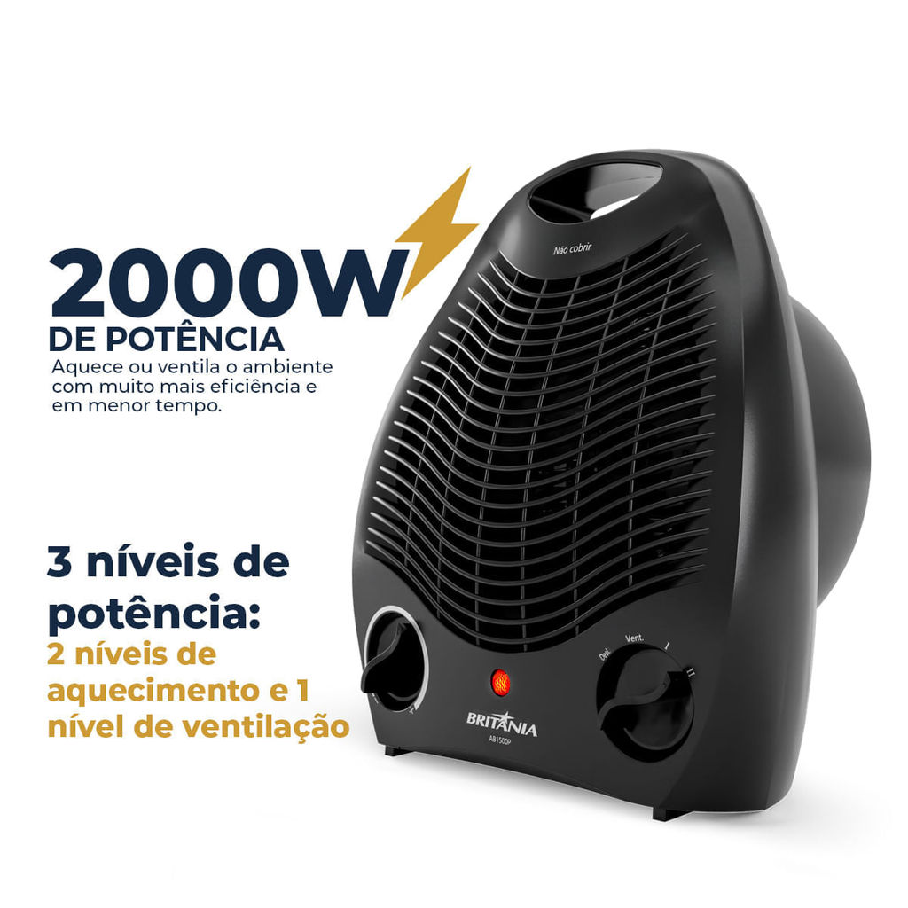 Aquecedor Britânia 2 em 1 com 3 Níveis de Potência AB1500P · foto 2