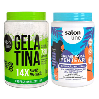 Kit Salon Line Gelatina 1kg + Creme De Pentear Definição Natural 1Kg