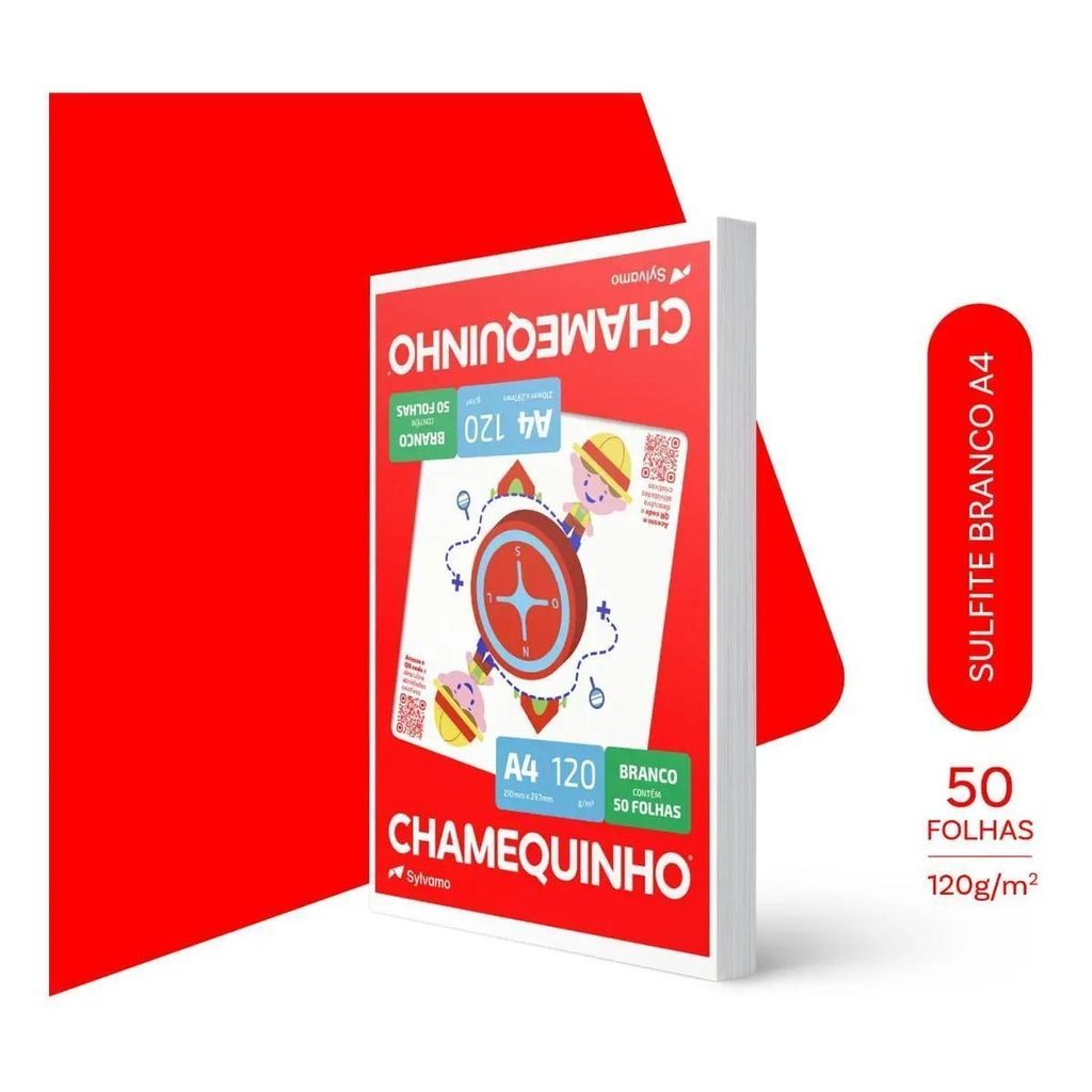 PAPEL SULFITE BRANCO A4 120G 210MMX297MM CHAMEQUINHO PT 50FL