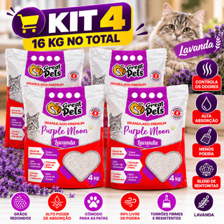 Areia Bentonita Esférica Premium Lavanda Great Pets para Gatos - 8Kg a 16Kg