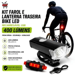 Lanterna para Bicicleta Luatek LK-062 Farol LED CREE e Luz Traseira USB Recarregável com 3 Modos