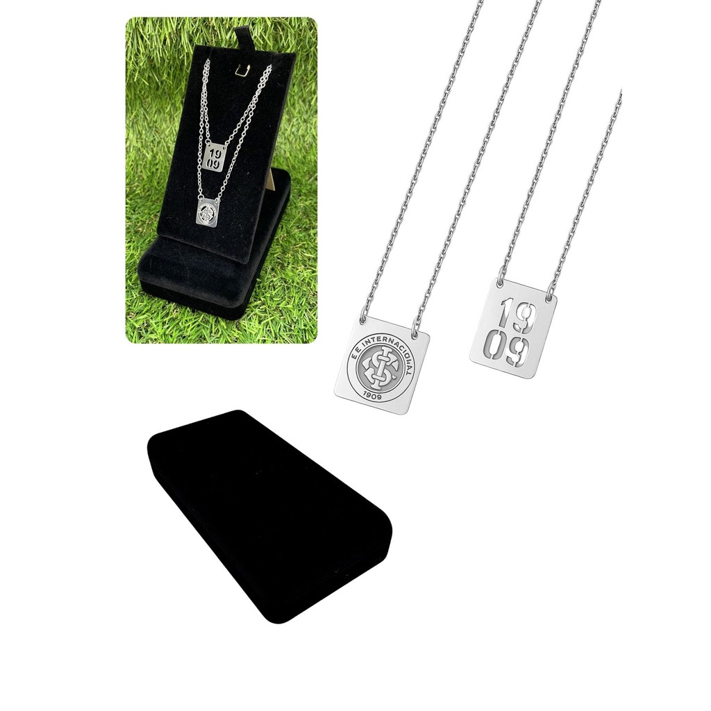 Kit Presente Caixinha Veludo + Cordão Escapulário 60cm Prata Time Internacional Aço Inox Unissex em Oferta na Shopee