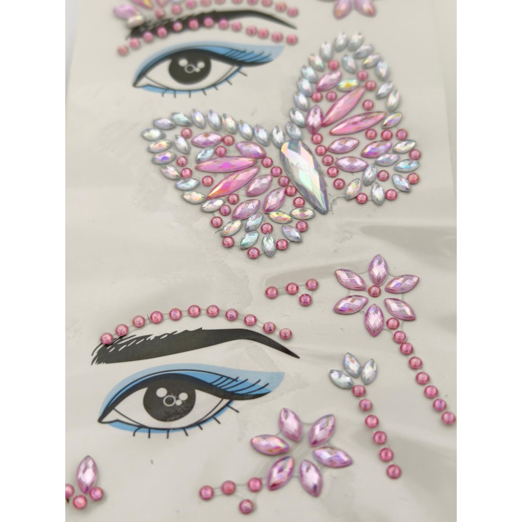 Adesivo de rosto para carnaval maquiagem artística festa bloquinho folia colorido estiloso brilhante T-414-3