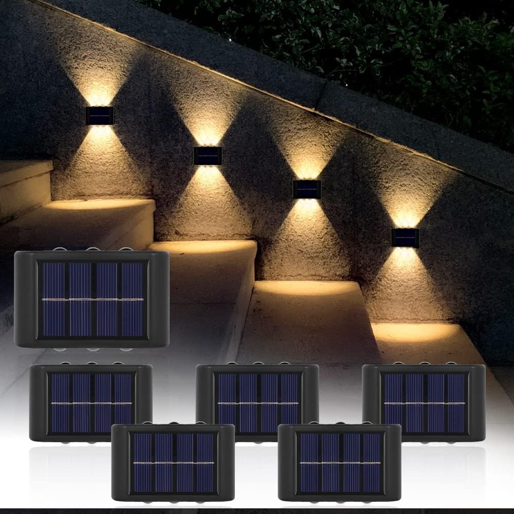 KIT8 Luminárias Solares LED para Parede, Luminária para Área Externa, Jardim e Garagem