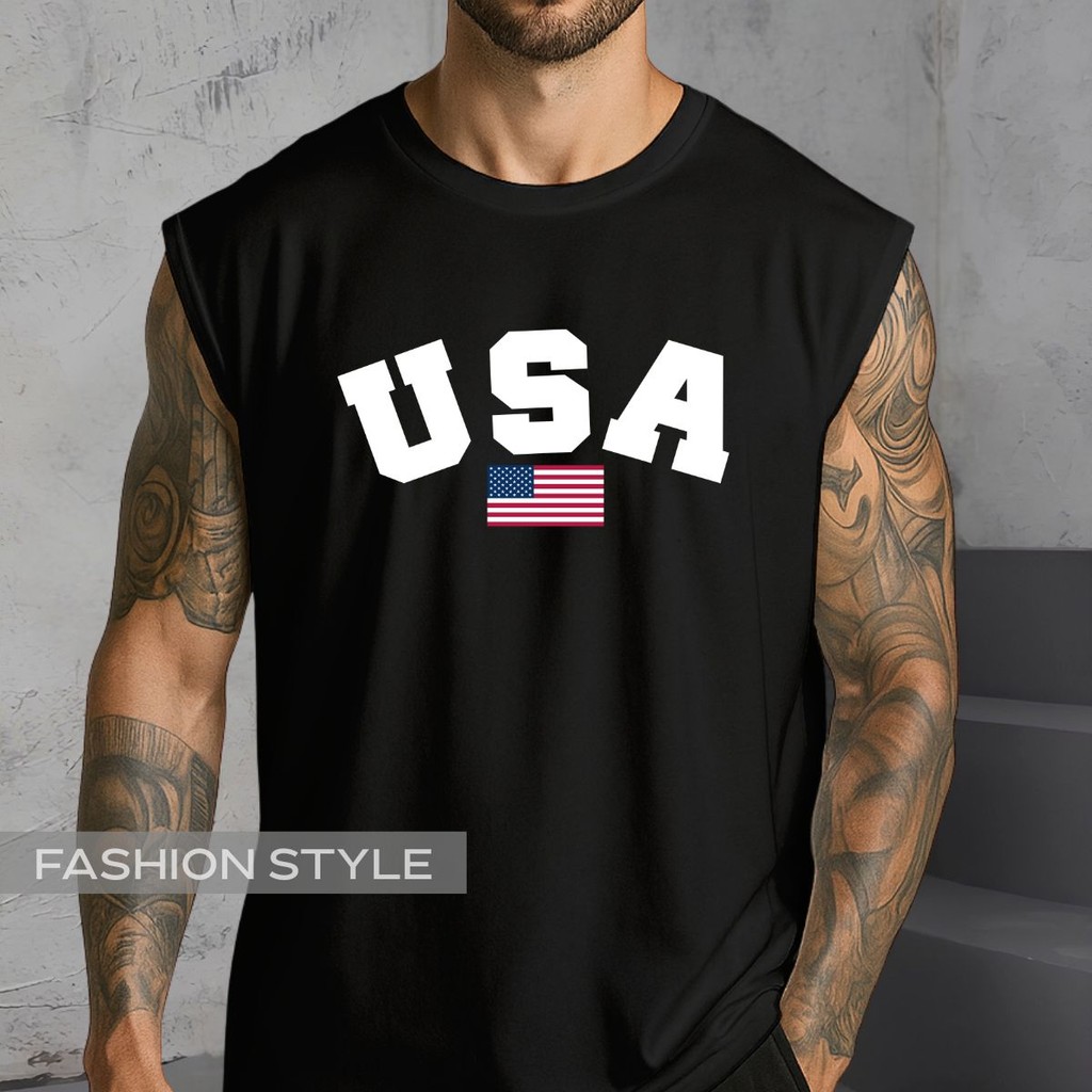Regata Oversized Tumblr Usa Eua Estados Unidos Logo Bandeira América Regata Machão Blusa Cavada
