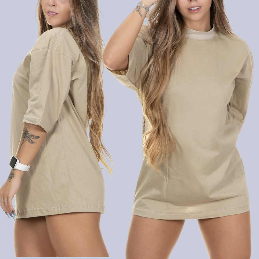 Detalhes do Camiseta Oversized Feminina 100% Algodão  (EM VARIAS AS CORES) APROVEITEM !
