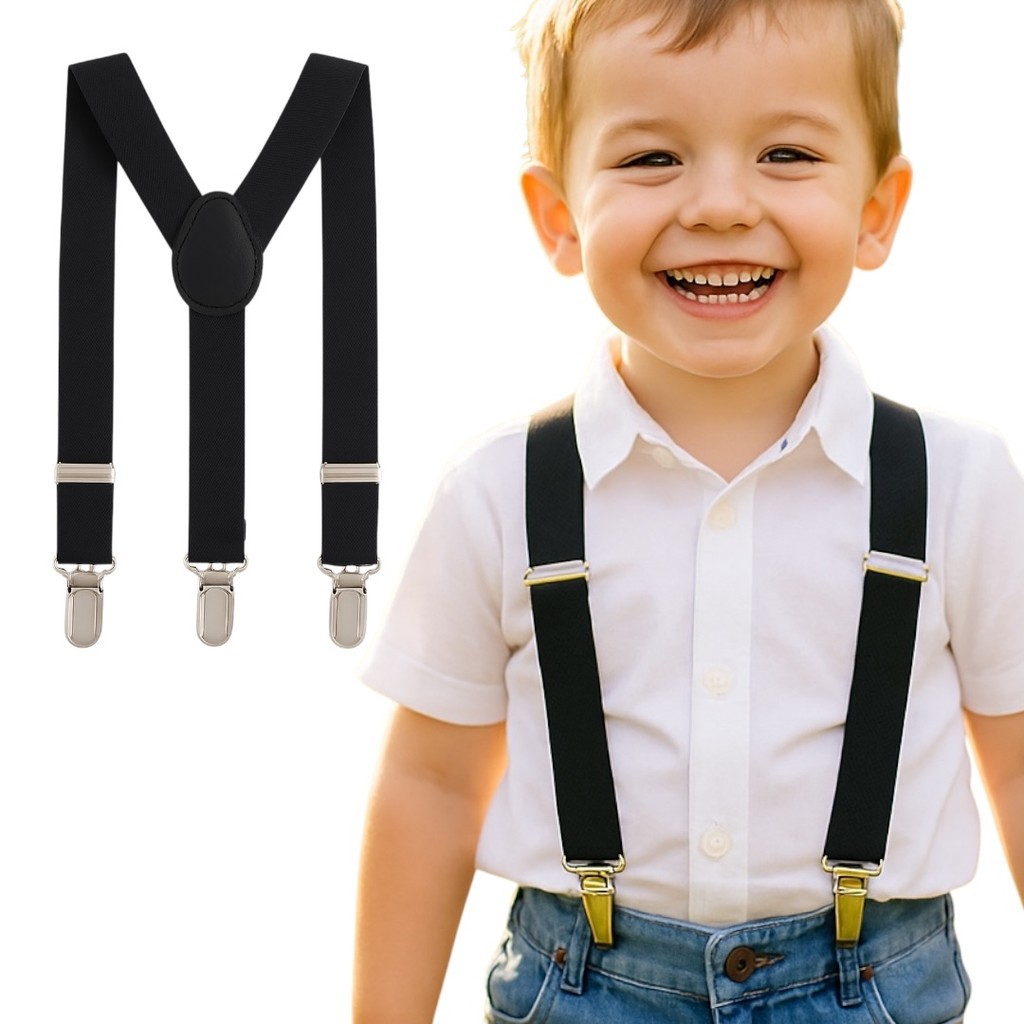 Suspensório Infantil Unissex Confortável Ajustável Com Presilhas Metálicas Para Estilo e Praticidade em Oferta na Shopee