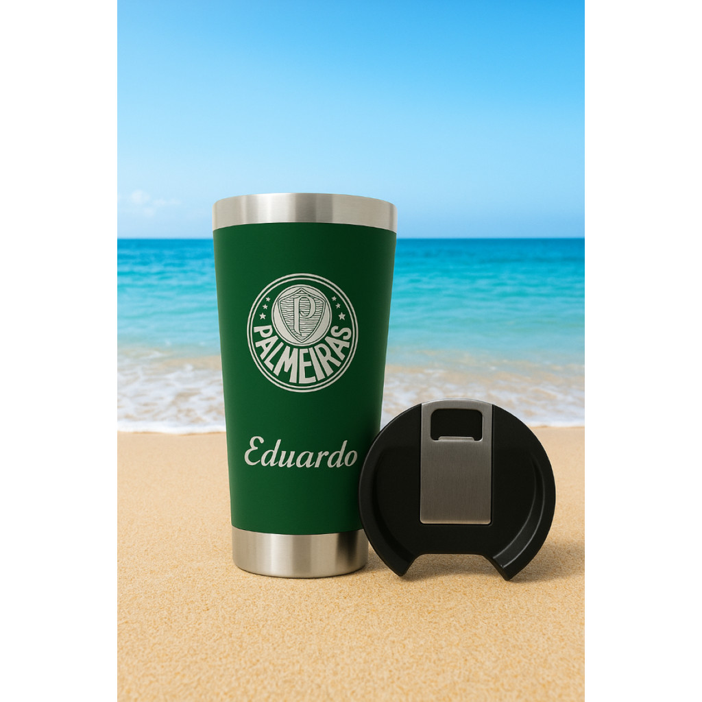 Copo Do Palmeiras personalizado Térmico C/tampa E Abridor 473ml em Oferta na Shopee