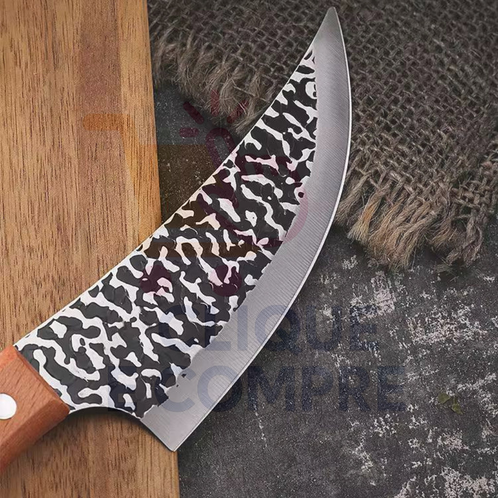 Faca Rústica Aço Inox com Bainha Couro Churrasco, Camping e Cozinha Faca Artesanal