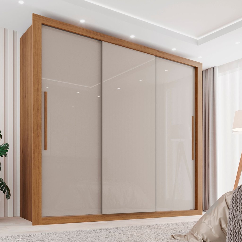 Guarda Roupa Casal 3 Portas 4 Gavetas Costa Rica  Cinamomo/Off-White em Oferta na Shopee