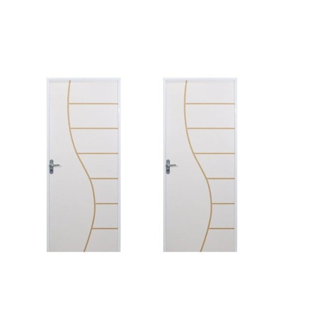 2 Kits Porta de Madeira Decorada 215x75cm com Batente de Aço 06cm Cantareira em Oferta na Shopee
