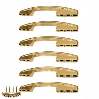 Kit 6 Puxadores para Armário 3 Furações 96mm 128mm 160 mm - Dourado
