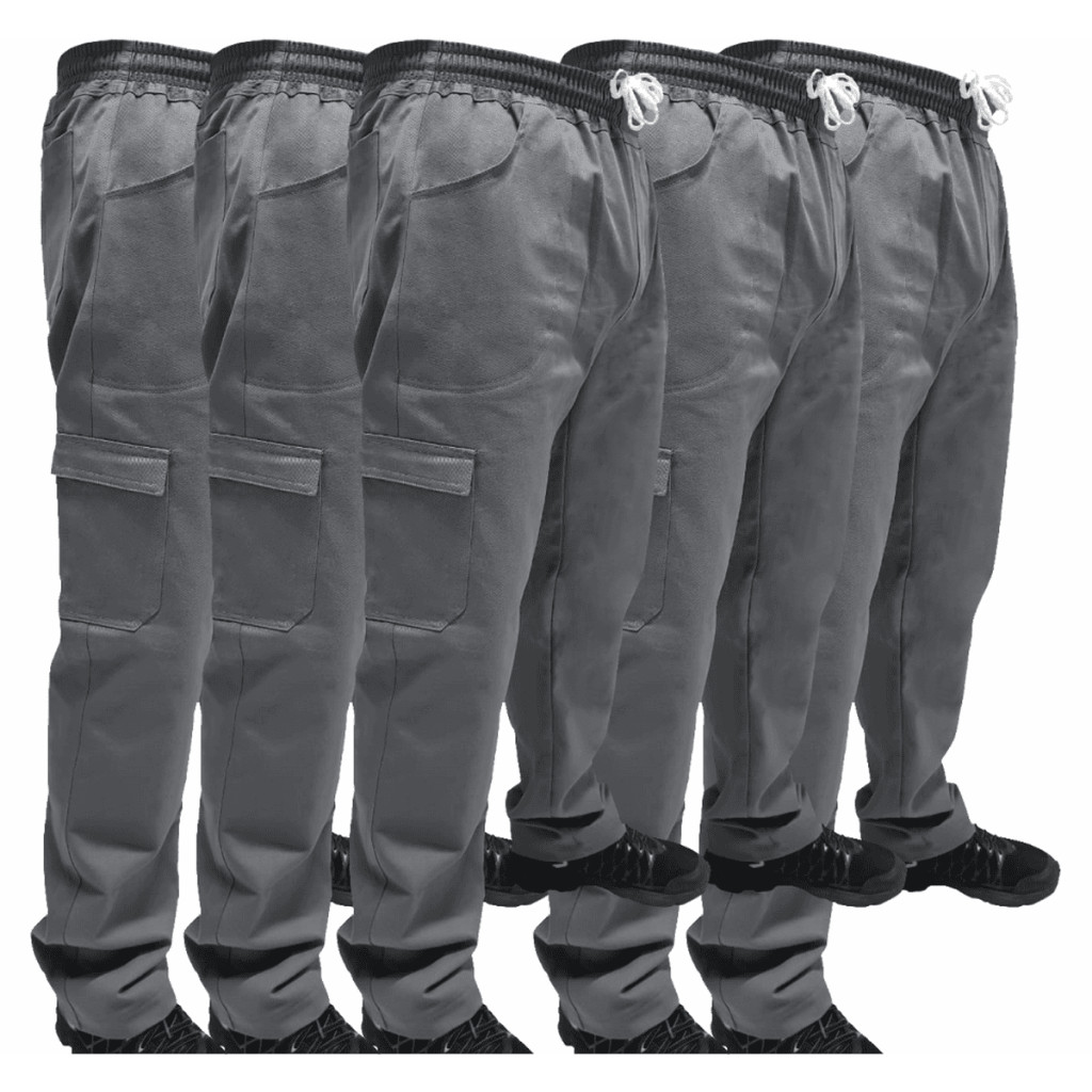 Kit C/ 5 Calça de Uniforme Terminal de Carga Brim Profissional Reforçada