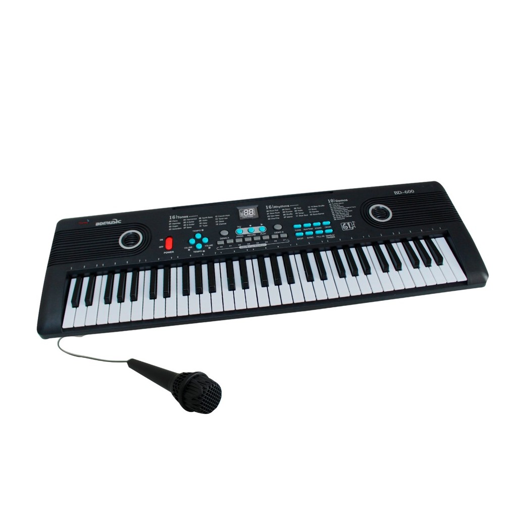 Teclado Musical 61 Teclas Importway com Microfone Ideal para Iniciantes Crianças e Adultos