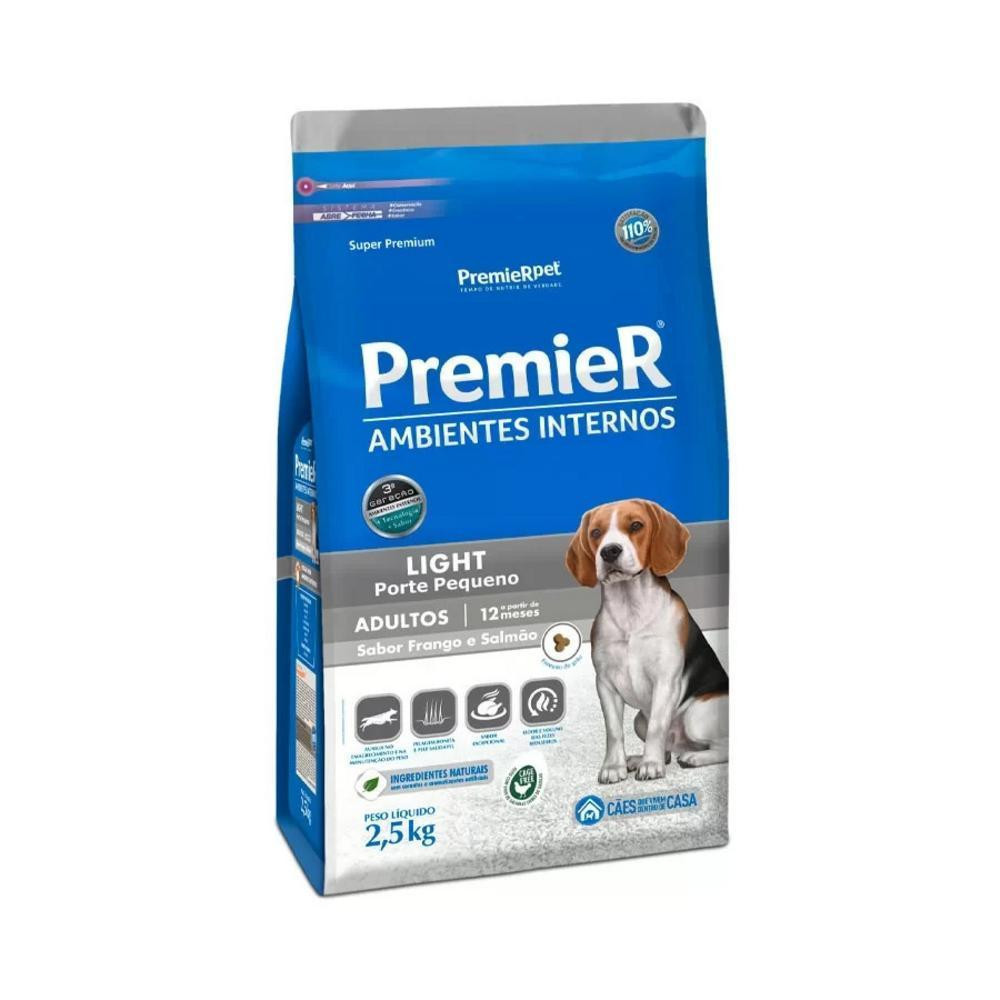 Ração para Cães Pequenos Adultos Premier Ambientes Internos Light 2,5Kg em Oferta na Shopee