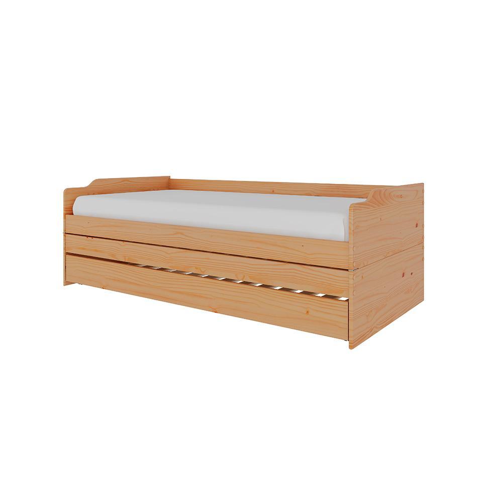 Cama Solteiro Extensível com Cama Auxiliar Flip Natural