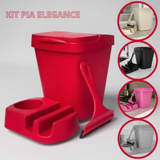 Kit Organizador de Pia Elegance 3 em 1 – Lixeira 4,8L, Rodinho e Porta Detergente em Oferta na Shopee