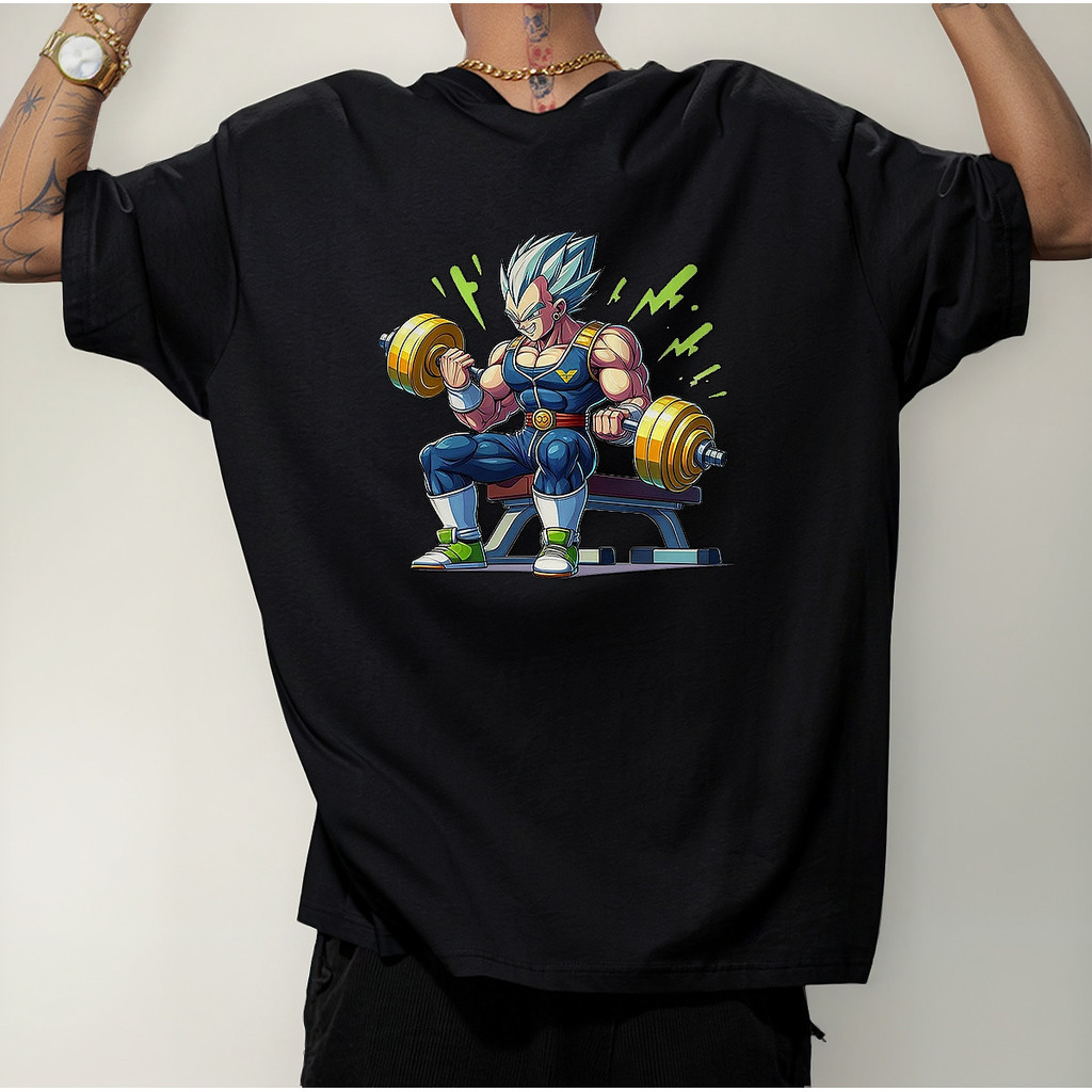 Camiseta Oversized Vegeta Gym Blusão Academia Super Saiyajin