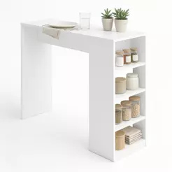 Bancada de Cozinha Ilha Gourmet Americana 3 Prateleiras 4 Nichos 120cm Linha BMU158 Cor Branco - BRV Móveis