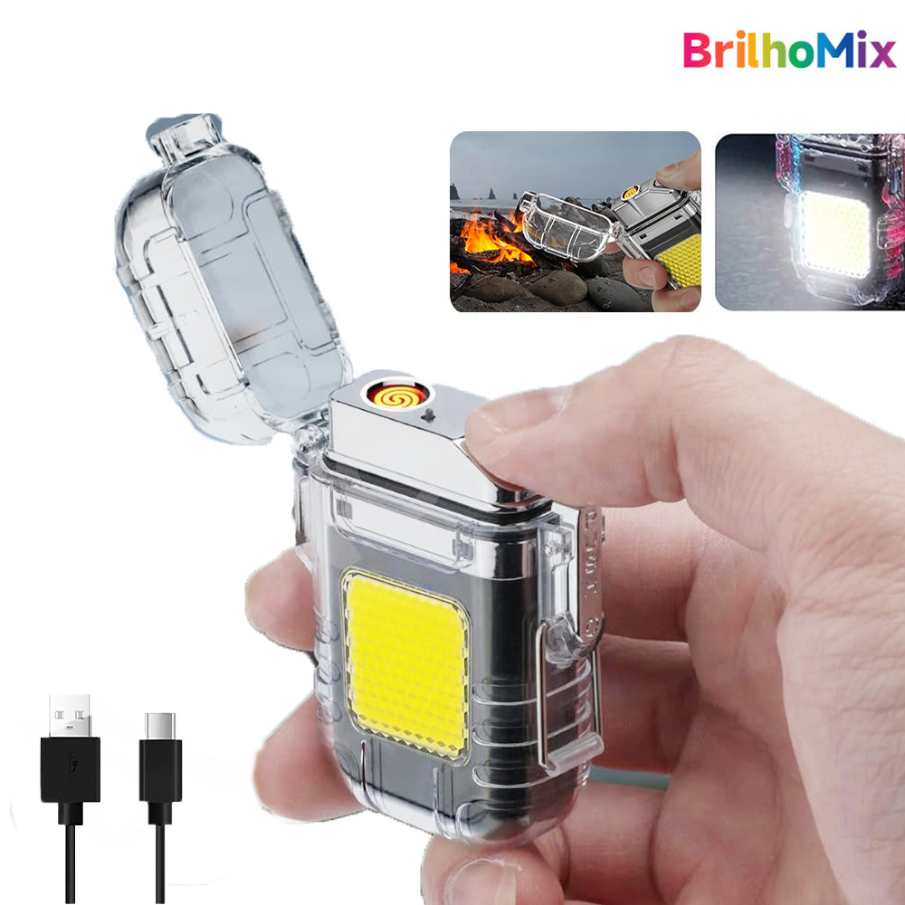 Isqueiro Elétrico LED USB Recarregável Pequeno e Leve Seguro Não Esquenta Ergonomico