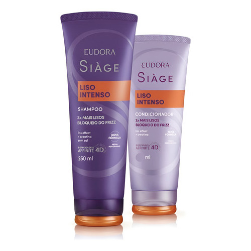 Kit Eudora Siàge Liso Intenso Shampoo 250ml + Condicionador 125ml Controle de Frizz e Volume