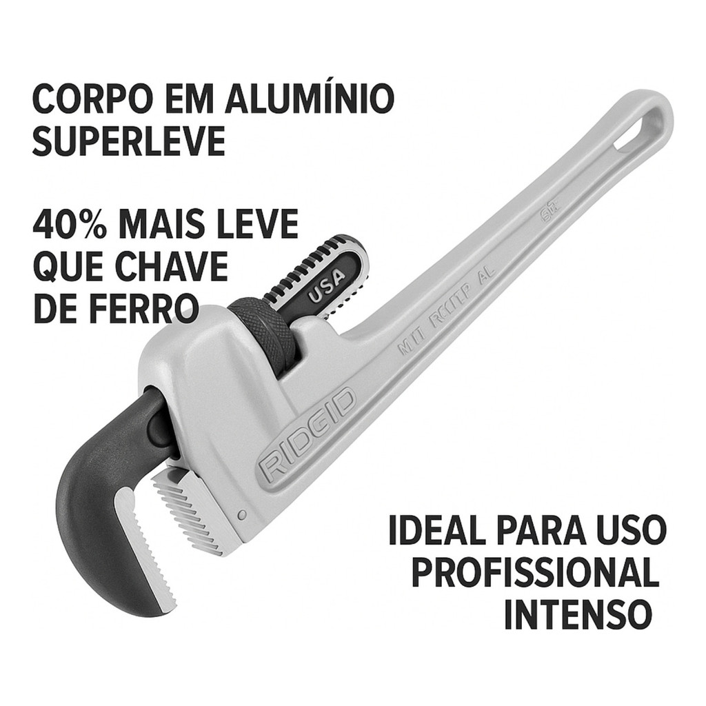 Chave Grifo Para Tubos Tipo Americano 18 Polegadas Em Alumínio Ridgid