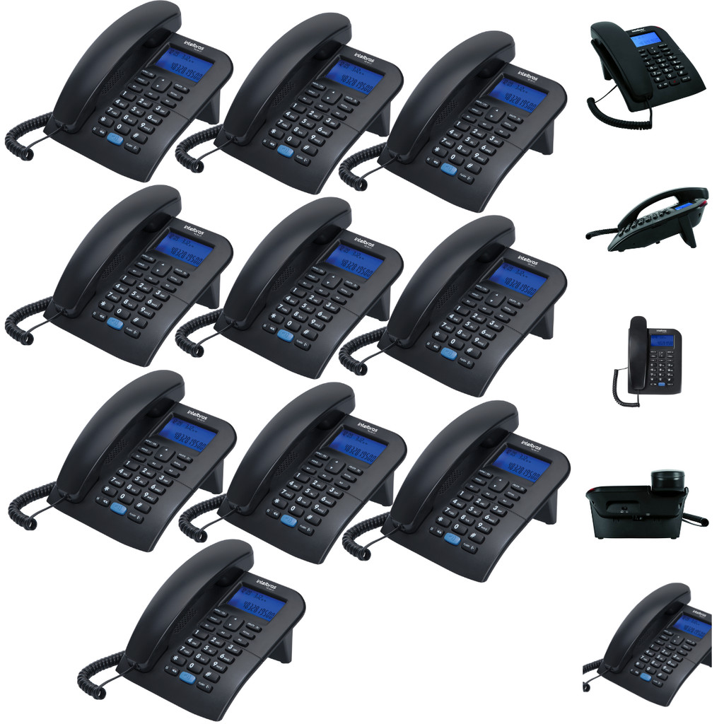 Kit 10 Telefone Fixo com Bina mesa parede ideal para Escritório Consultório e Empresa