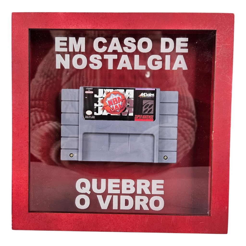 Quadro Nba Jam Snes Vermelho Decorativo Em Acrilico