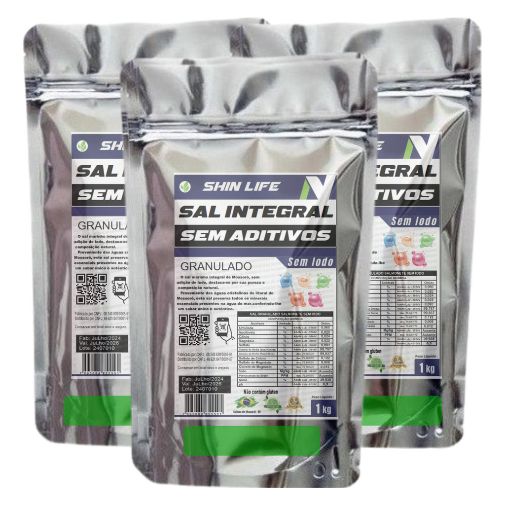 Sal Marinho Granulado 3kg Sem Aditivos Sal De Parrilha