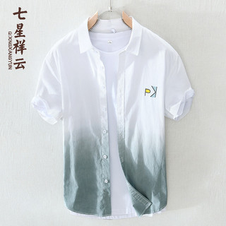 Japonês na moda gradiente Casual camisa de manga curta masculina verão camisa de polegada fina juventude solta meia mang