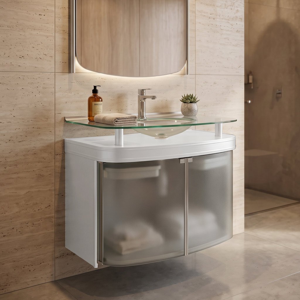 Gabinete para Banheiro com Cuba Cris Master Prata/Silver 80cm x 47,5cm