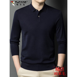 Woodpecker fino tecido camisola de lã pura masculina outono inverno novo estilo camisola masculina de meia-idade 80 fino