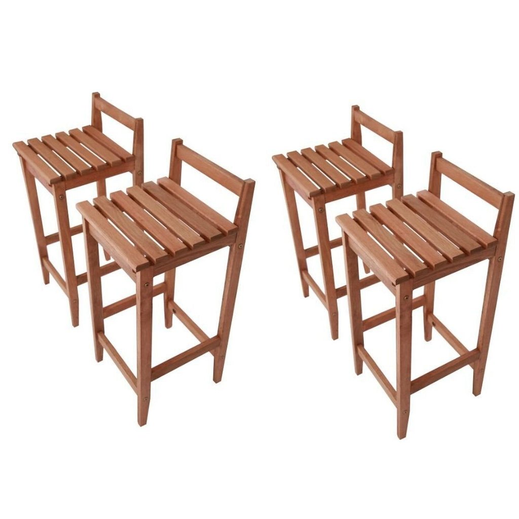 Conjunto 4 Banquetas Altas Bistrô Madeira Maciça 4