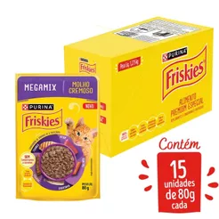 PURINA FRISKIES® MOLHO CREMOSO para Gatos Adultos Megamix 80g - com 15 unidades
