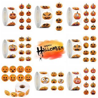 500 peças forma de abóbora de Halloween engraçado Emoji adesivos presente adesivos de vedação presente doces embalagem d