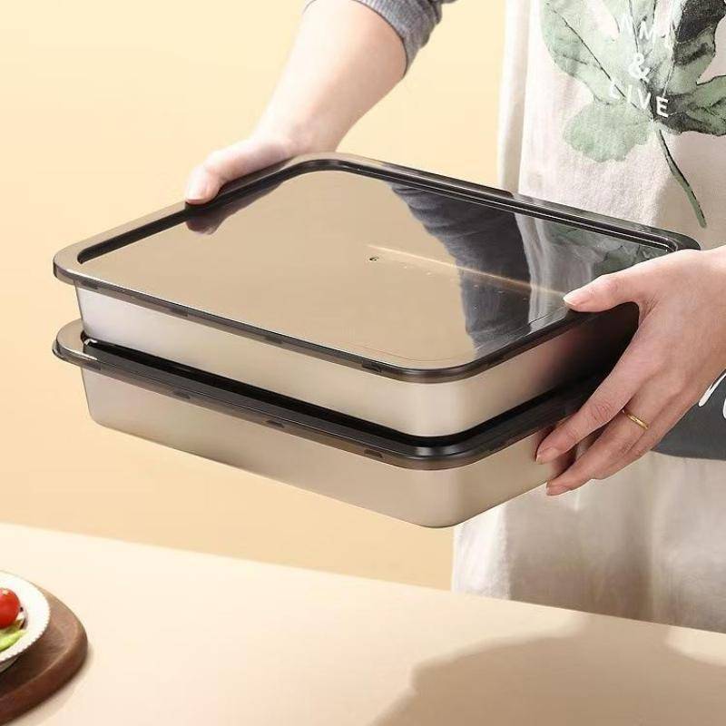 [weiji] Caixa De Armazenamento De Cozinha , Organizador De Geladeira , Recipientes De Alimentos De Aço Inoxidável , Band