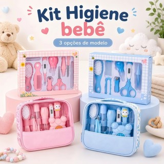 Kit Higiene Infantil Recém-Nascido Azul Rosa, Seguro Suave para Pele do Bebê, Essencial D…