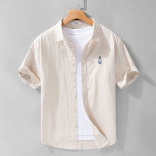 Nicho de verão bonito camisa branca masculina de manga curta na moda solto puro algodão estilo japonês verão Casual cami